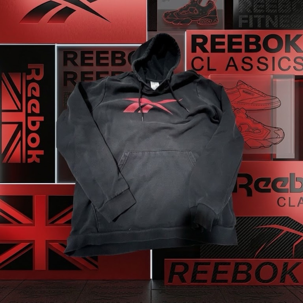 Reebok Black Hoodie with Red Emblem